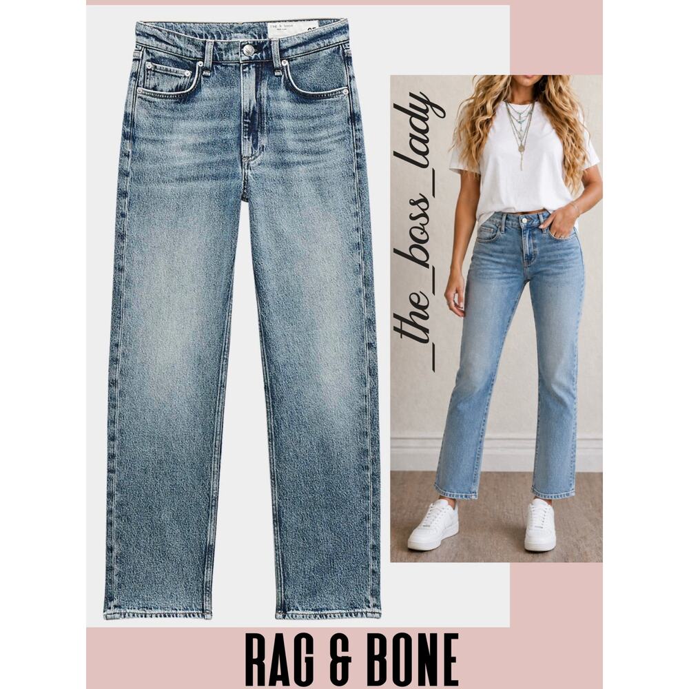 Rag & Bone Harlow ankle straight jean mid-rise amity cotton 31